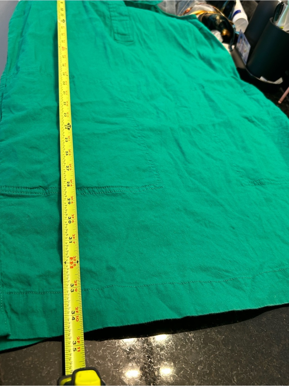 Tahari Green Sleeveless Linen Blend Shift Dress with Pockets Size 10 - Picture 10 of 10